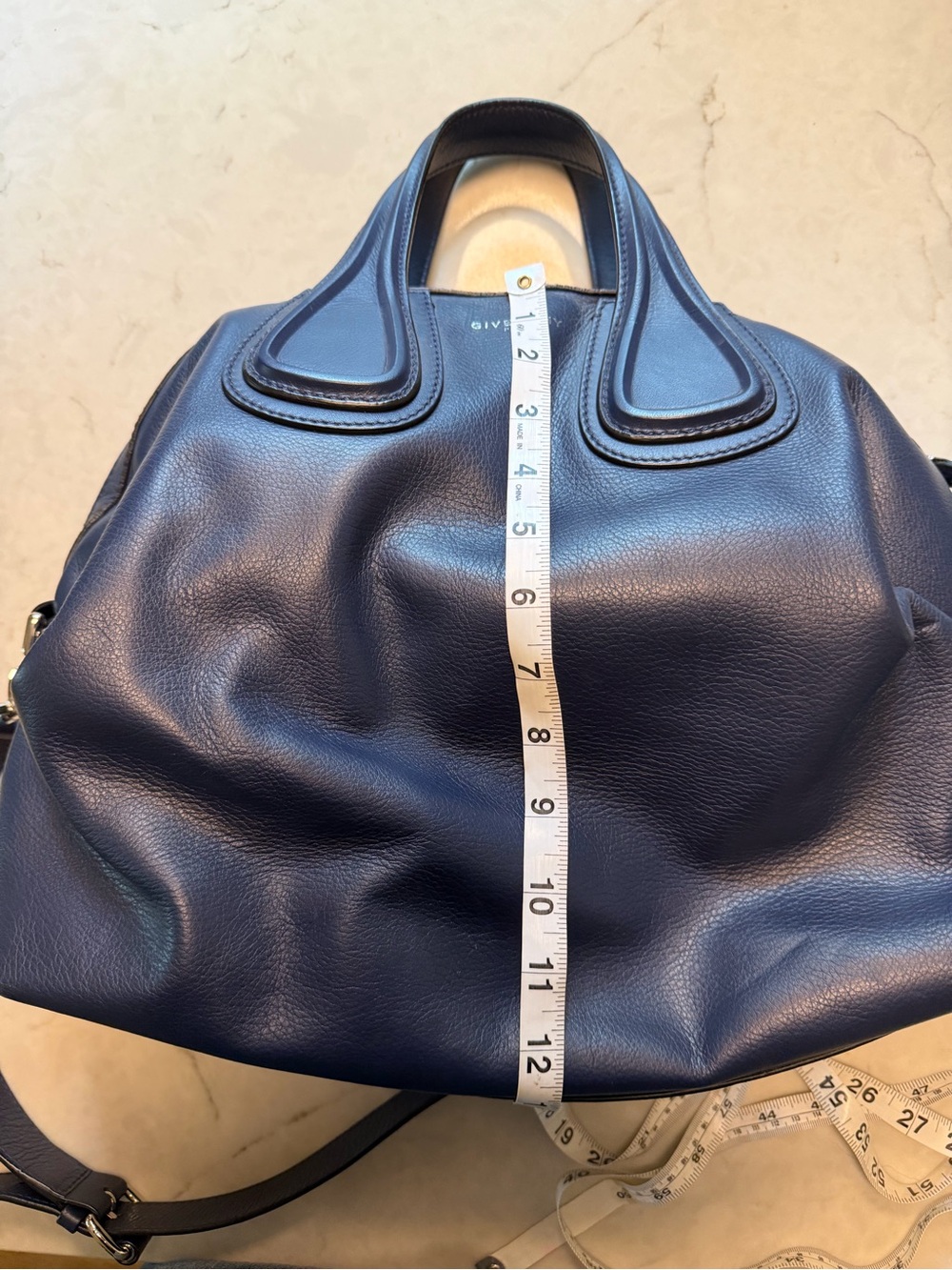 Givenchy Navy Leather Shoulder Tote - Picture 7 of 8